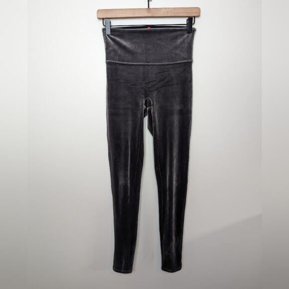 Spanx Grey Velvet Leggings | Size M - Picture 2 of 7